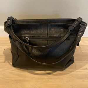 Black leather shoulder bag